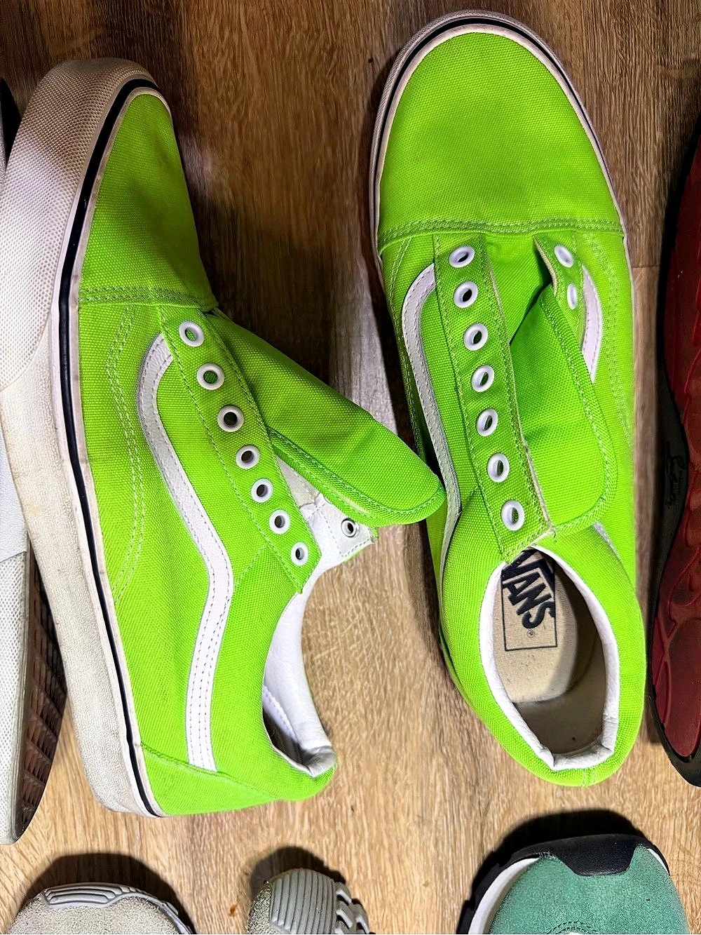Vans Old Skool Neon Green Gecko Green & White Sneakers